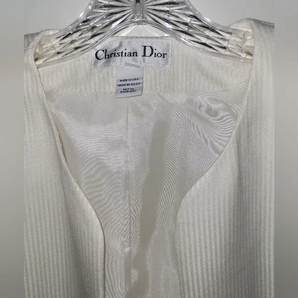Christian Dior Synthetic Creme Pinstripe Blazer